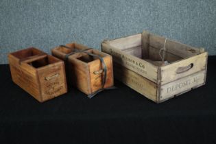 Three wooden Jubilee Market and Billingsgate boxes including George Allison Traditional Fishmongers.