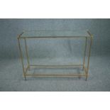 Console table, gilt metal frame with mirrored top. H.80 W.107 D.32cm.