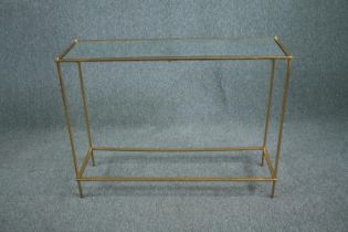 Console table, gilt metal frame with mirrored top. H.80 W.107 D.32cm.