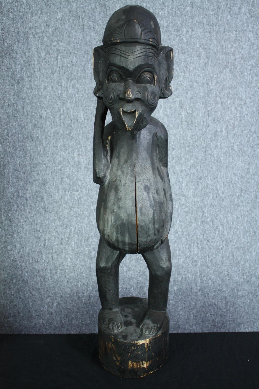 Three carved hardwood figures. Tribal art. H.74cm. (largest) - Image 4 of 6