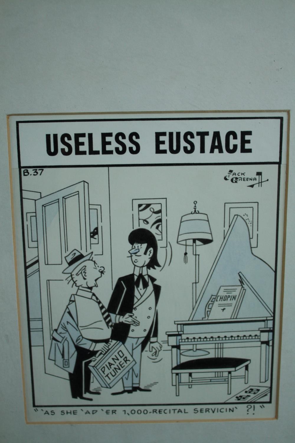 Jack Greena. Ink on paper. "Useless Eustace" and another by 'Francesco Salviati'. H.39 W.29 and H.29 - Image 2 of 5