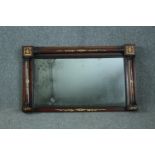 Overmantel mirror, early 19th century Empire style rosewood and brass inlay. H.50 W.85cm.