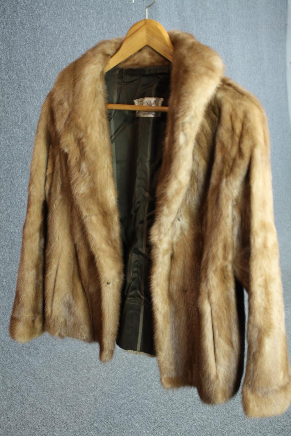 A vintage brown mink short fur coat by Scottish furriers A.E.Bell with dark green silk lining. - Image 2 of 11