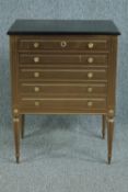 Chest of drawers, Louis XVI style, gold lacquered. H.81 W.62 D.45cm.