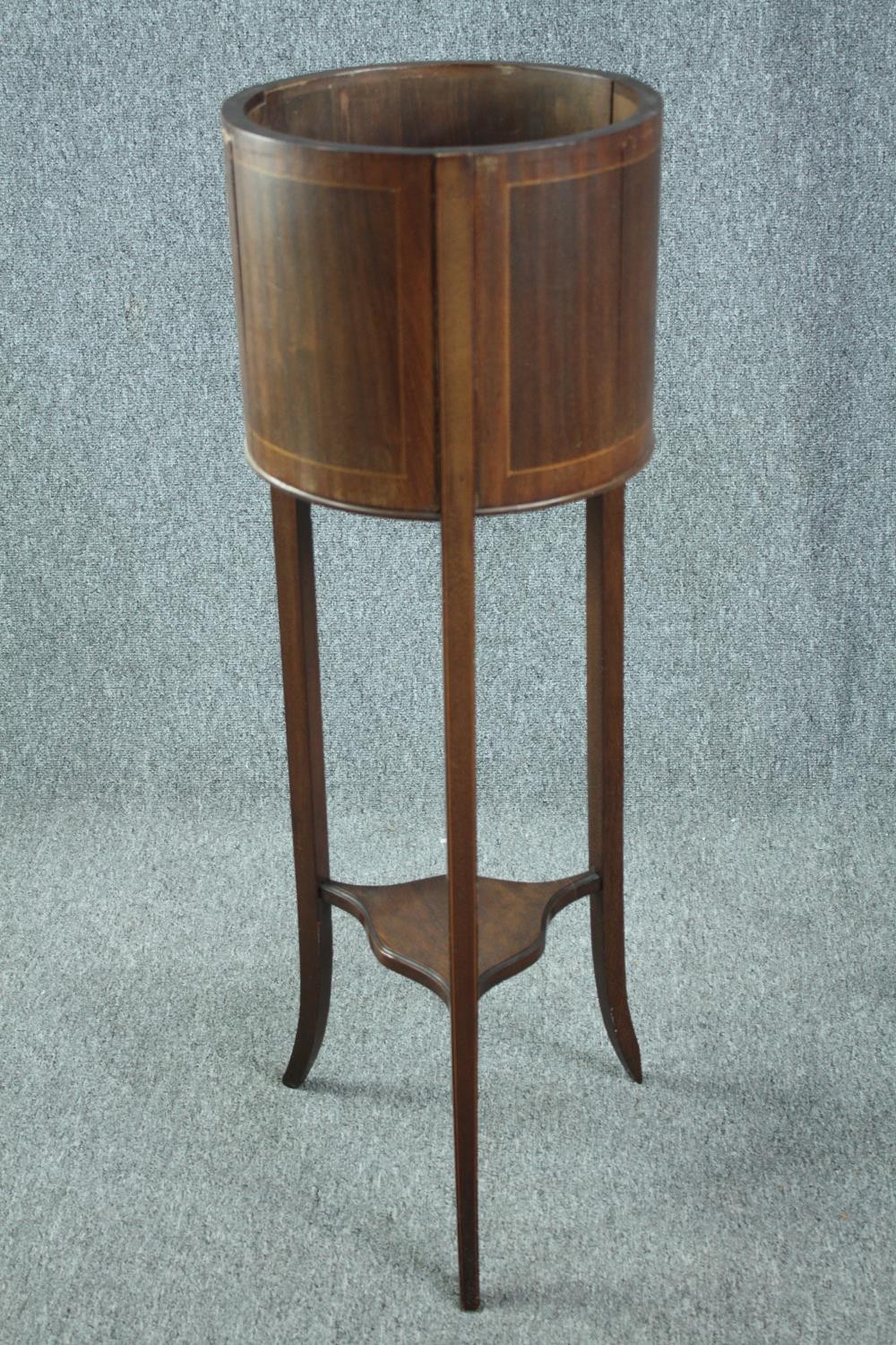 An Edwardian mahogany planter and a Georgian style torchere. H.102cm. (largest) - Image 2 of 7