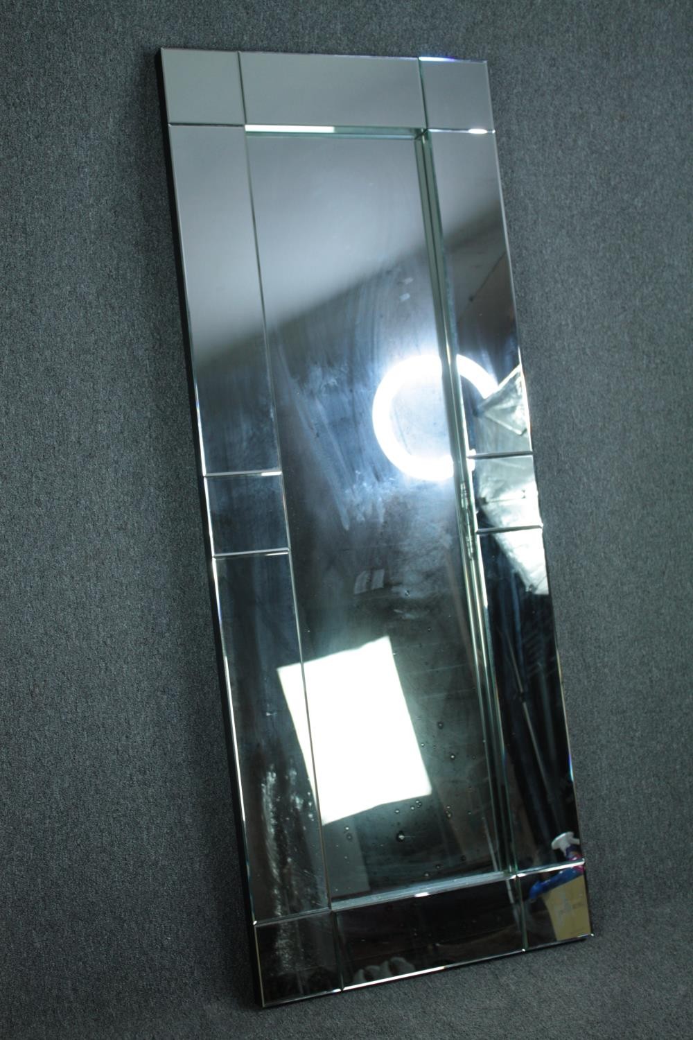 A contemporary full height wall mirror in glazed frame. H.180 W.70cm. - Image 3 of 3