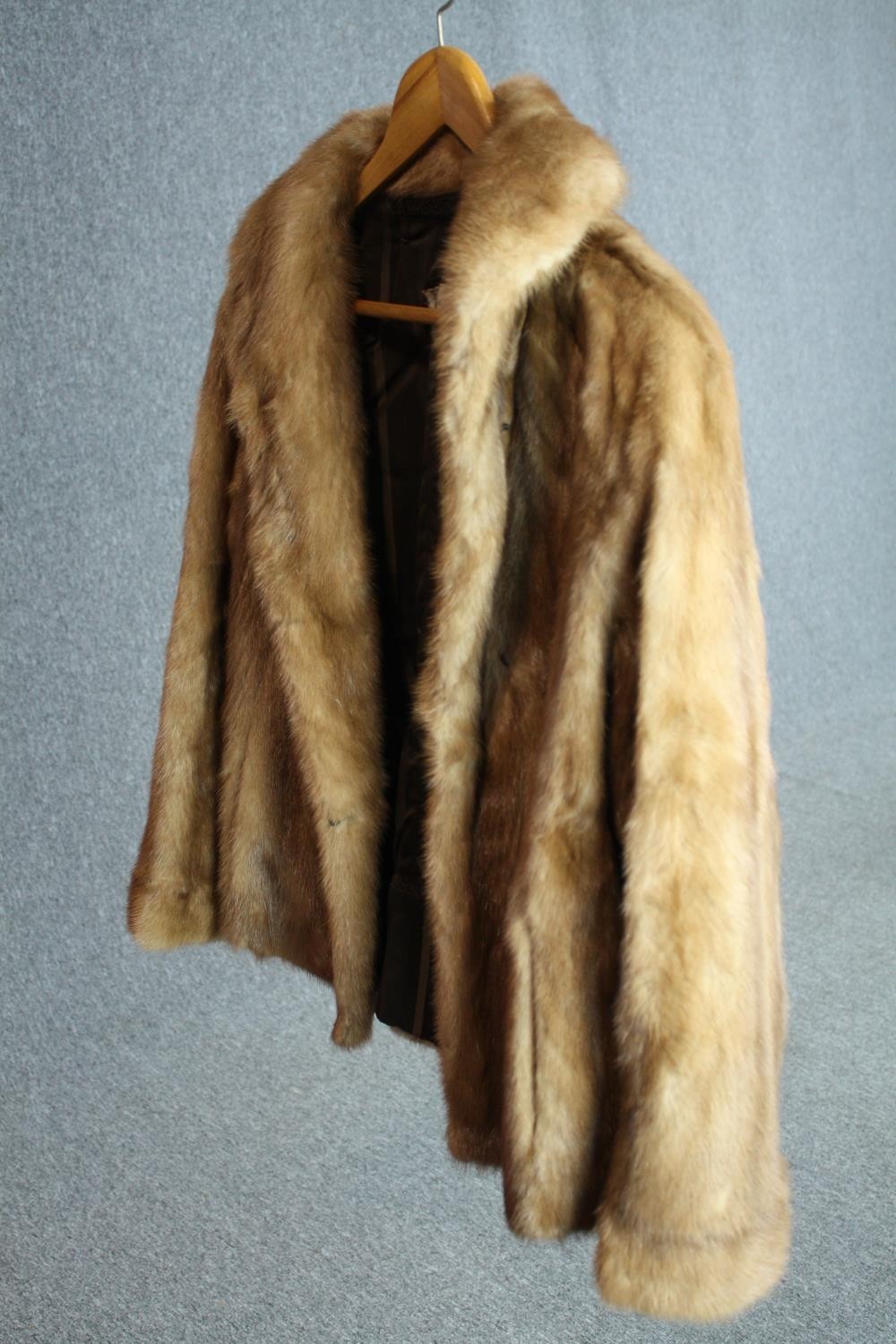 A vintage brown mink short fur coat by Scottish furriers A.E.Bell with dark green silk lining. - Image 3 of 11