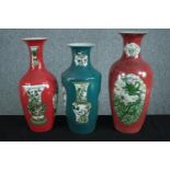 Three Chinese vases. Each signed on the base by the maker. Decorated with images of Chinese