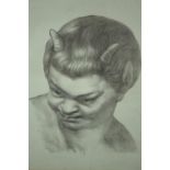 Print. A horned Faun. Nineteenth century. Unsigned. Framed and glazed. H.51 W.45cm.