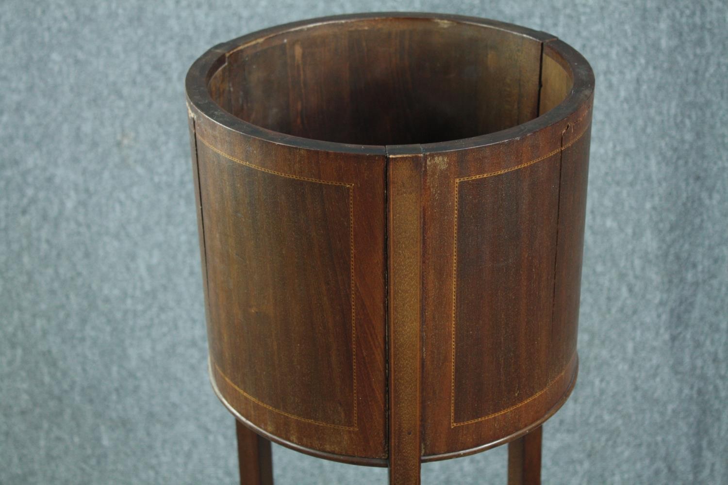 An Edwardian mahogany planter and a Georgian style torchere. H.102cm. (largest) - Image 3 of 7