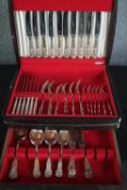 A vintage cased set of silver plated flexfit cutlery. H.16 W.40 D.31cm.