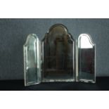 A vintage Venetian style triptych dressing mirror. H.67 W.85cm.