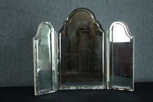 A vintage Venetian style triptych dressing mirror. H.67 W.85cm.