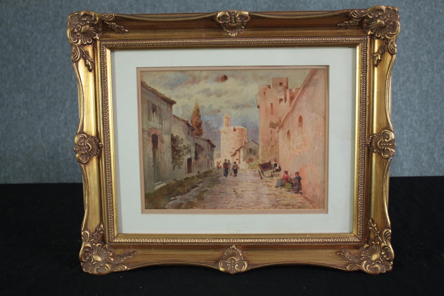 Claude Spero (French). Watercolour signed and dated 1919. In a decorative gilt frame. H.37 W.45cm. - Image 2 of 5