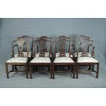 Dining chairs, a set of eight Georgian style mahogany to include two carver armchairs.