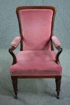 Armchair, 19th century mahogany framed, upholstered.