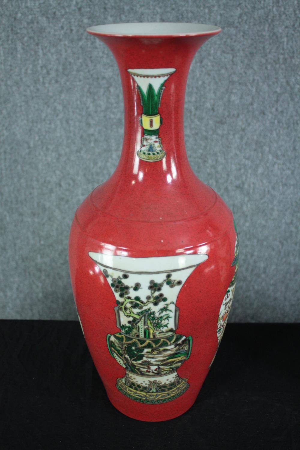 Three Chinese vases. Each signed on the base by the maker. Decorated with images of Chinese - Image 2 of 5
