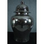 A large ceramic chromed lidded pot. Chinese style, modern and unused. H.74cm.