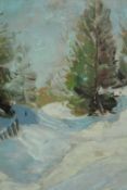 Georges Alfons Troxler (Swiss, 1901–1990). Winter Alpine scene. Framed. H.33 W.29 cm.