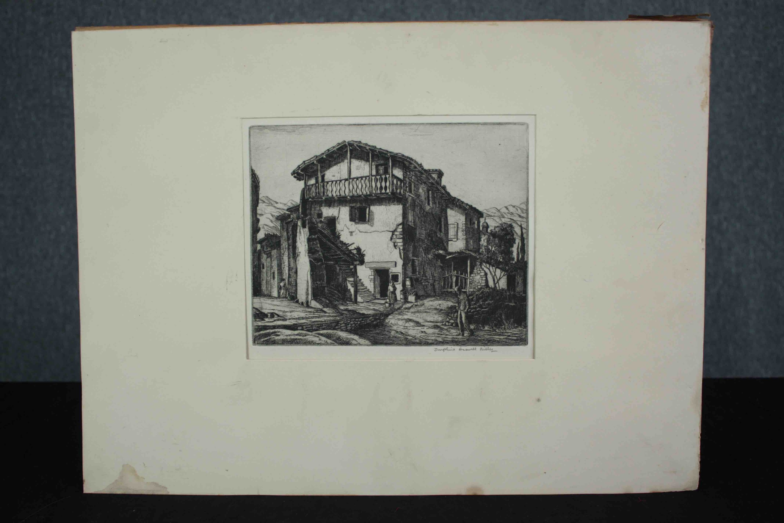 Josephine Haswell Miller (British. 1890-1975). Etching, signed lower right. Mounted with label to - Image 2 of 5