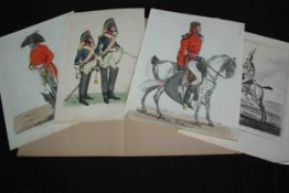 Robert Dighton (1752-1814). Four military caricatures, circa 1810. Etched and hand coloured. From