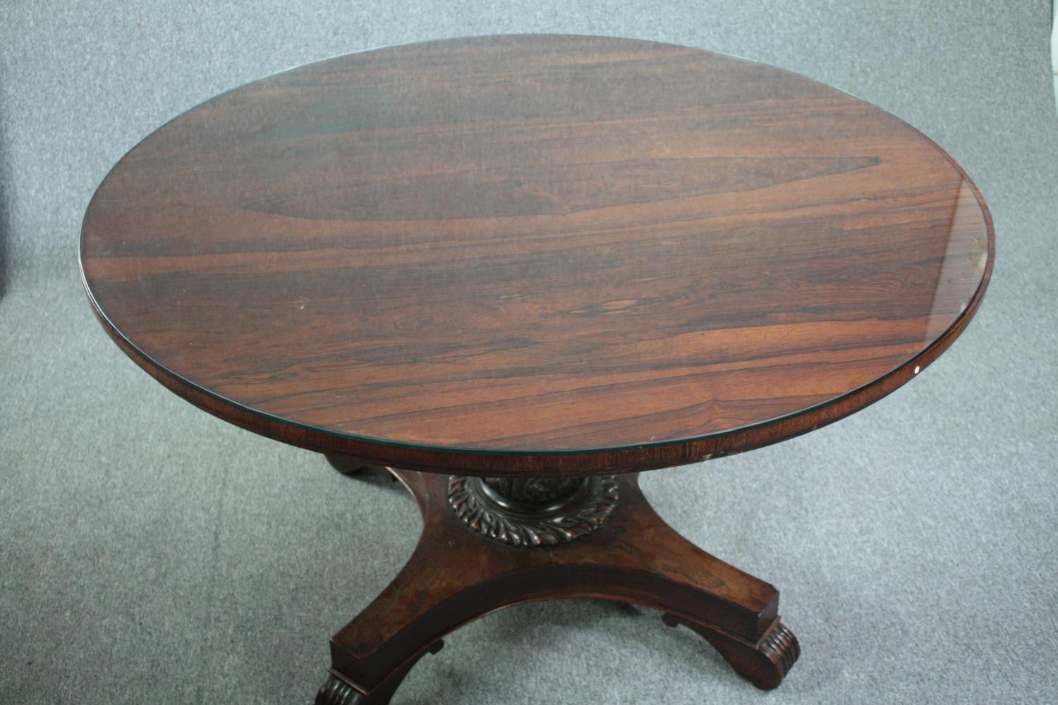 Dining table, William IV rosewood with tilt top action. H.83 Dia.122cm. - Image 2 of 9