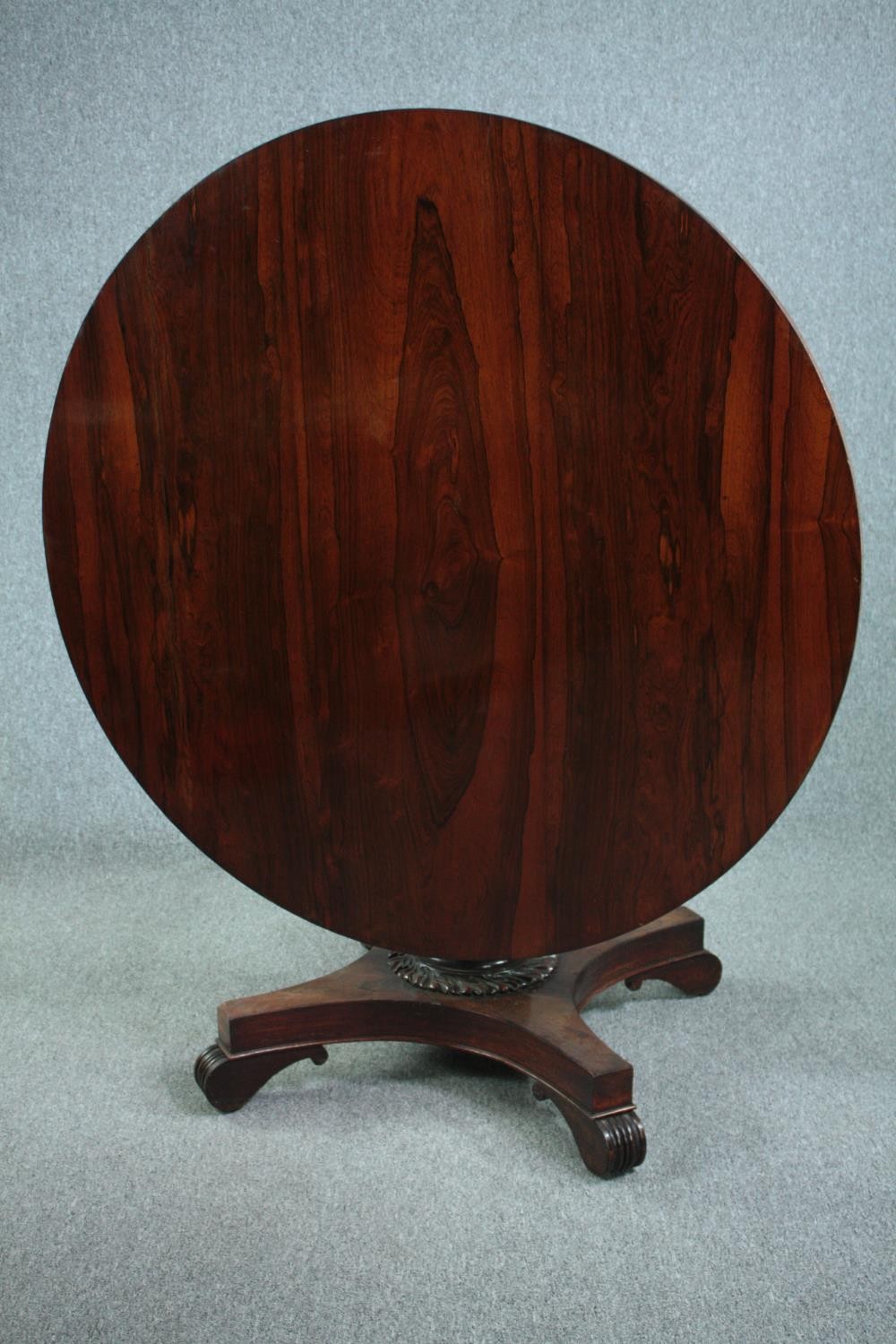 Dining table, William IV rosewood with tilt top action. H.83 Dia.122cm. - Image 5 of 9
