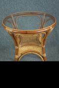 Occasional or lamp tables, a pair, vintage bamboo and glass. H.73 Dia.64cm.