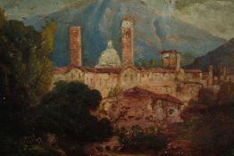 Oil painting on canvas. A view of Florence with the cathedral Santa Maria in the background.