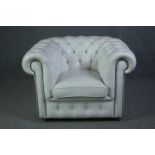 Armchair, Chesterfield style in leather upholstery. H.73 W.97 D.84cm.