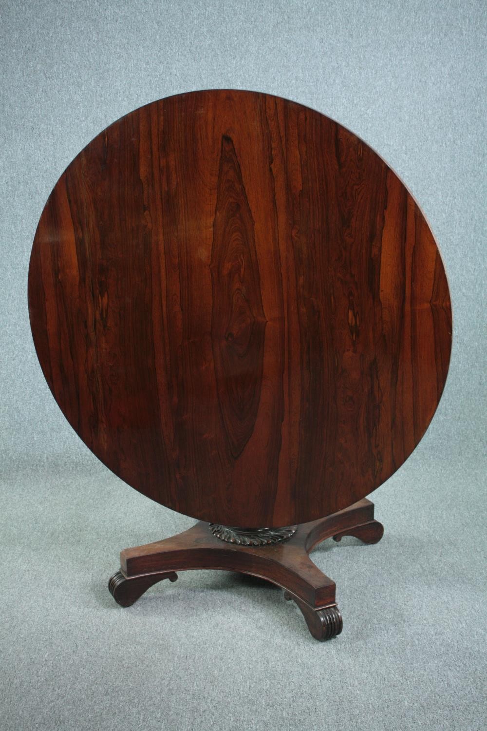 Dining table, William IV rosewood with tilt top action. H.83 Dia.122cm. - Image 6 of 9