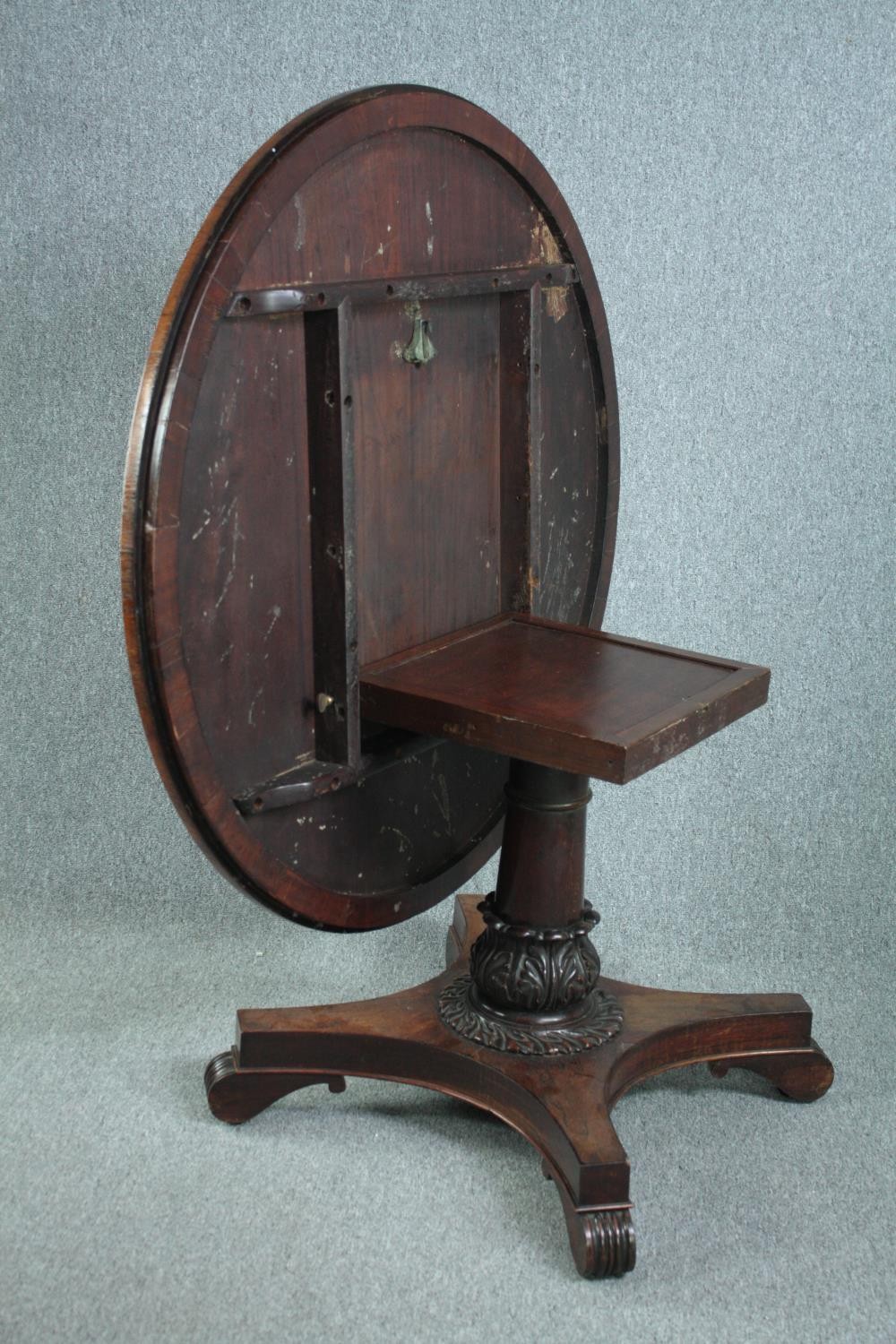 Dining table, William IV rosewood with tilt top action. H.83 Dia.122cm. - Image 7 of 9