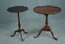Tea table, Georgian mahogany with tilt top action along with a reproduction wine table. H.60 Dia.