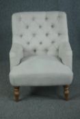 Armchair, contemporary upholstered in 19th century style.