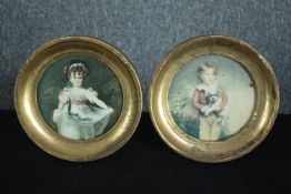 Two portrait prints of children in oval frames. One by Thomas Lawrence. Dia.17cm. (each)