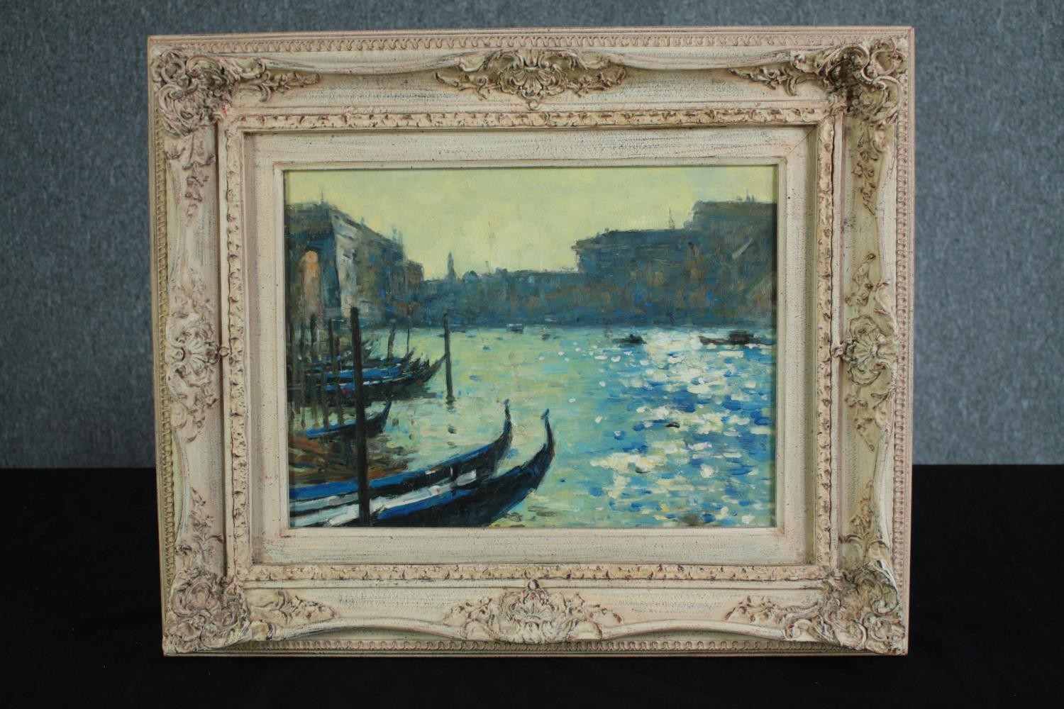 John Neale. Impressionist style view of Venice. Mid twentieth century in an older decorative framed. - Image 2 of 4