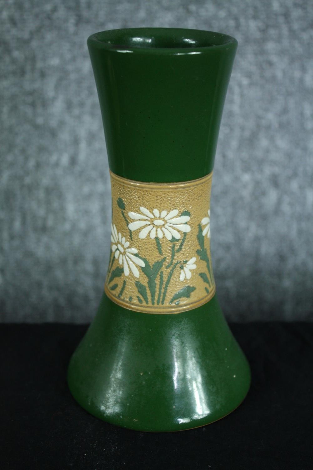 A matching pair of ceramic vases with embossed decoration. Stamp made in England. Twentieth century. - Image 2 of 6