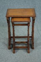 Occasional tables, two (from a nest of three) 19th century mahogany and satinwood H.60 W.46 D.