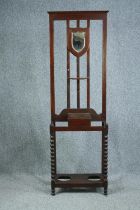 Umbrella stand, mid 20th century oak. H.188 W.59 D.26cm.