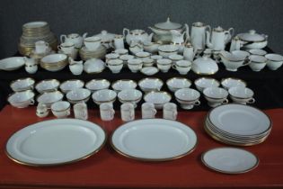 An extensive dinner service made by Simpsons Potters Ltd and stamped 'Chinastyle Grosvenor'. Made up