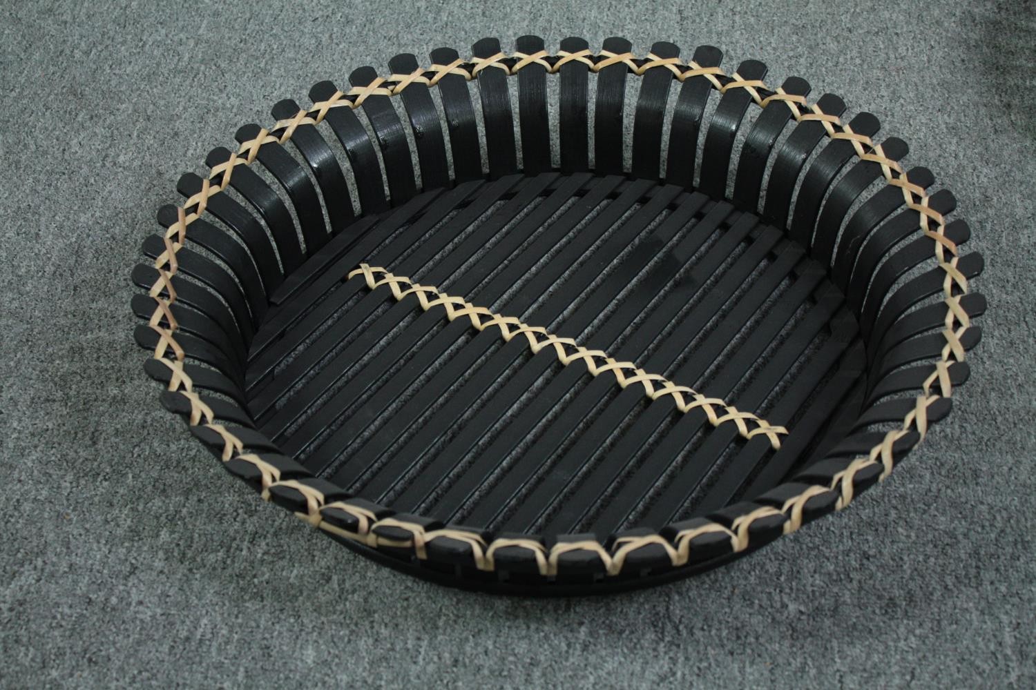 A pair of woven and wicker tray tables and a similar pair of trays. H.54 Dia.57cm. (largest) - Image 6 of 7
