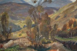 Josephine Haswell Miller (1890-1975). Oil painting on board. Landscape. Signed bottom right.