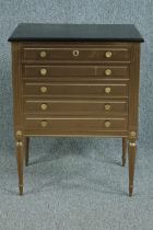 Chest of drawers, Louis XVI style, gold lacquered. H.81 W.62 D.45cm.