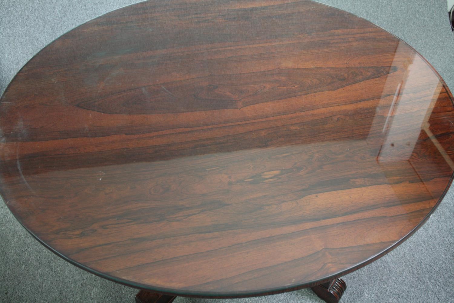 Dining table, William IV rosewood with tilt top action. H.83 Dia.122cm. - Image 8 of 9