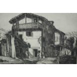 Josephine Haswell Miller (British. 1890-1975). Etching, signed lower right. Mounted with label to