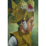 Hasim (Indonesian 1921 -1982) Oil on canvas. 'Indonesian Girl'. Framed. H.67 W.51 cm.