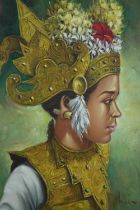 Hasim (Indonesian 1921 -1982) Oil on canvas. 'Indonesian Girl'. Framed. H.67 W.51 cm.