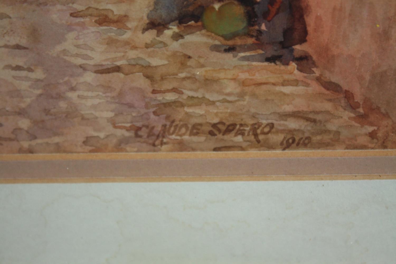 Claude Spero (French). Watercolour signed and dated 1919. In a decorative gilt frame. H.37 W.45cm. - Image 3 of 5