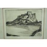 Josephine Haswell Miller (British 1890-1975). Etching Bamberg castle. Signed in pencil lower