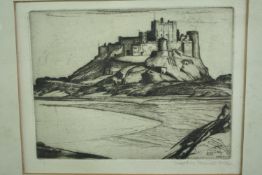 Josephine Haswell Miller (British 1890-1975). Etching Bamberg castle. Signed in pencil lower